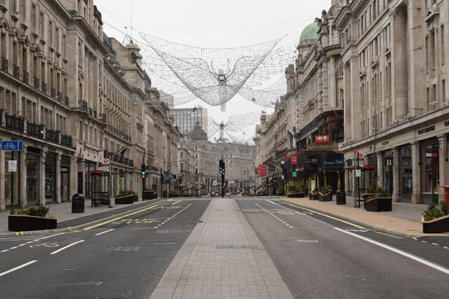 Empty Regent Street in London