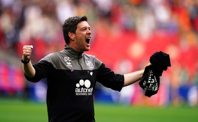 Port Vale manager Darrell Clarke celebrates after the final whistle