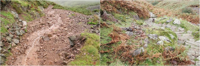 Before and after pictures of Silver How fell in Grasmere 