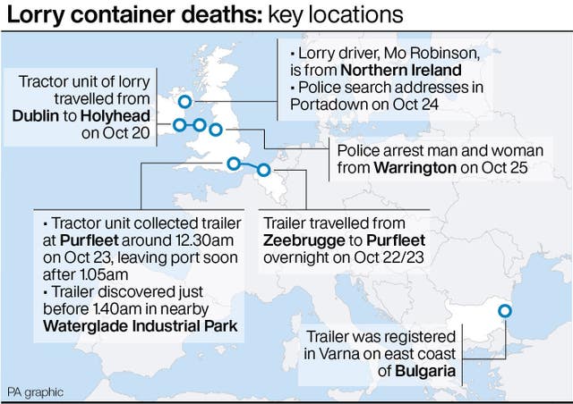 Lorry container deaths: key locations