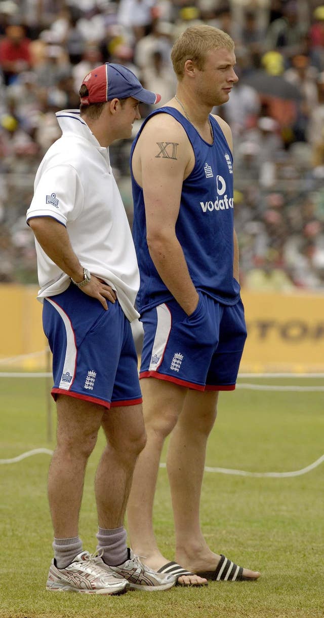Strauss (left) took over when Andrew Flintoff (right) was unavailable.