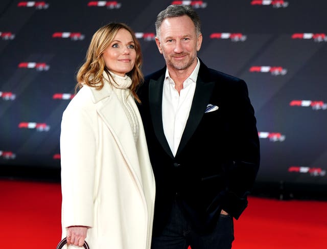 Geri, left, and Christian Horner on the red carpet at the F1 75 Live launch event at The O2