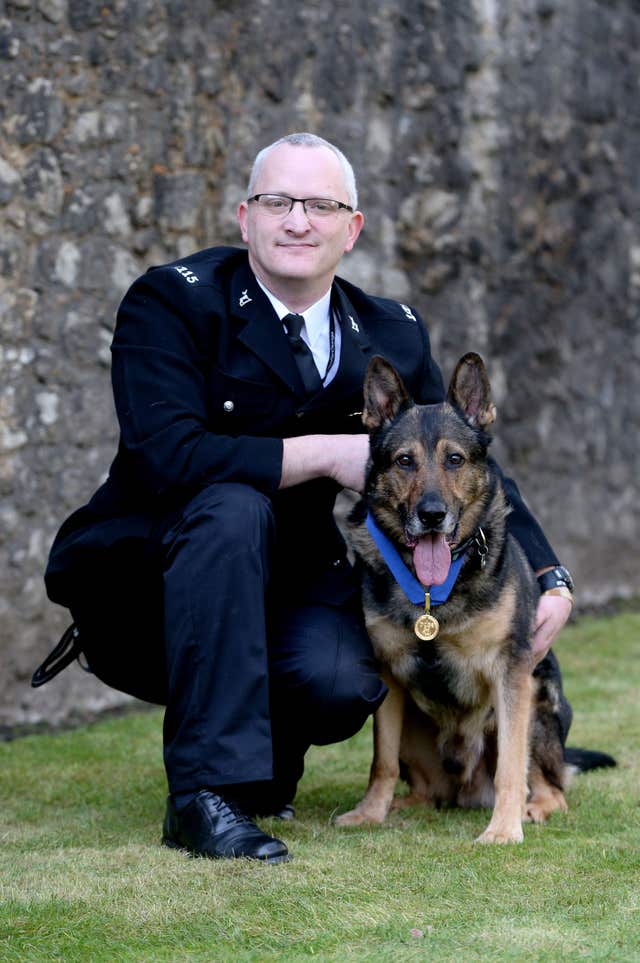 Finn, who will receive the PDSA Gold Medal, after being brutally stabbed in the line of duty (Jonathan Brady/PA)