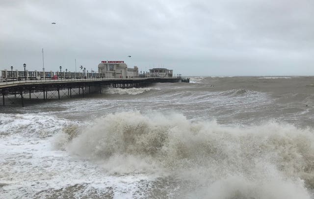 Stormy seas at Worthing, West Sussex