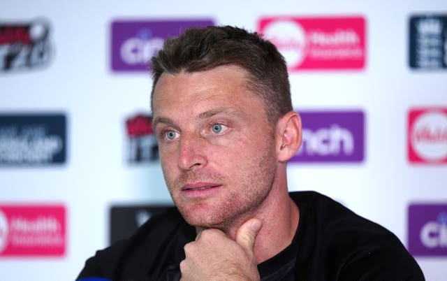 Jos Buttler speaks with the media