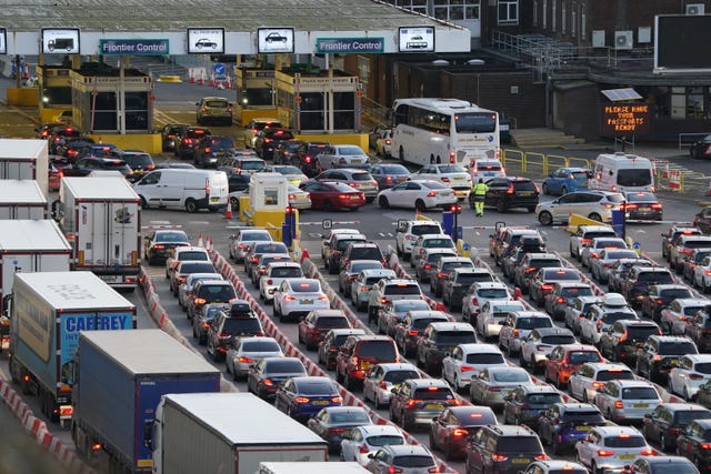 Traffic queues for ferries at the Port of Dover 