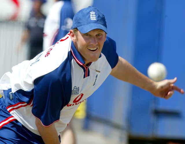 England all-rounder Anthony McGrath in action during a net session at Old Trafford, Manchester, ahead of the first NatWest Challenge match against Pakistan in 2003