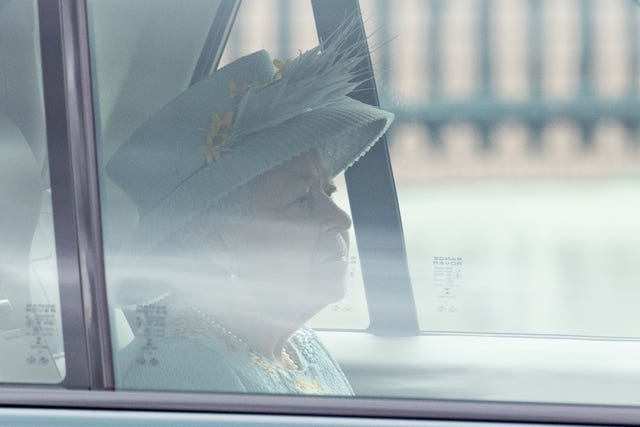 The Queen leaves Buckingham Palace to deliver the speech