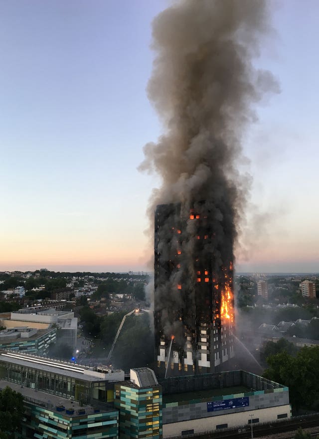 The fire swept through Grenfell Tower in west London on June 14 last year (Natalie Oxford/PA)