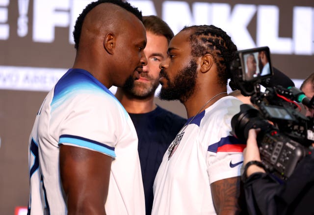 Dillian Whyte (left) and Jermaine Franklin face off