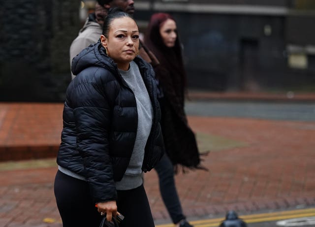 Leo Ross’s mother Rachel Fisher (facing camera) leaves Birmingham Crown Court
