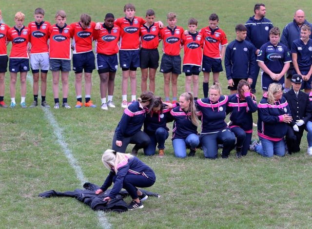 Silences were held at East Grinstead Rugby Club where Sergeant Matt Ratana was head coach (Gareth Fuller/PA)