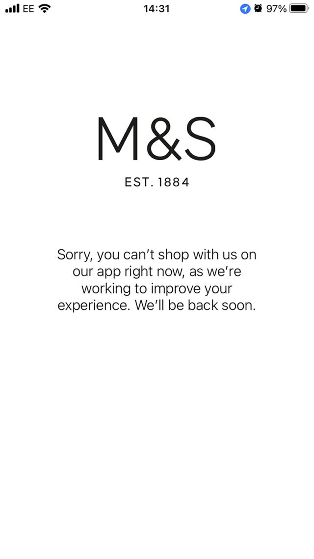 Marks & Spencer website and app down