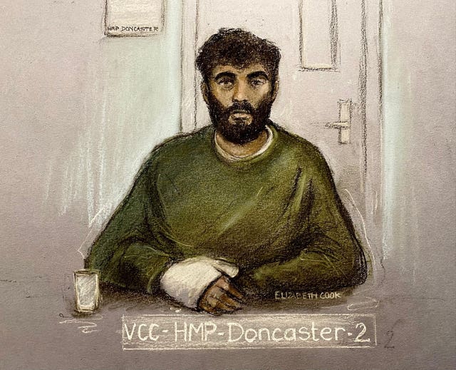 Court artist sketch of Hassan Jhangur