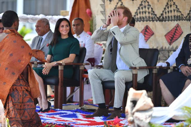 Harry was offered kava during a traditional ceremony in Nadi 