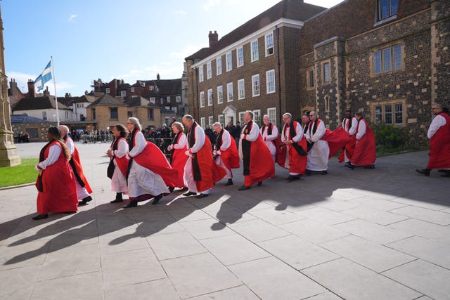 Members of the clergy arriving for the service
