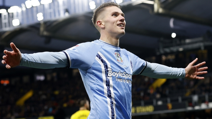 Viktor Gyokeres celebrates after scoring the only goal as Coventry beat Watford (Steven Paston/PA)