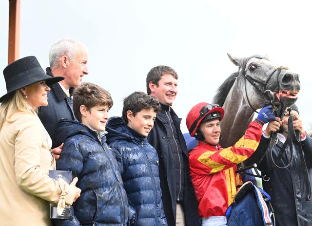 White Birch and Colin Keane with connections after winning the Tattersalls Gold Cup 