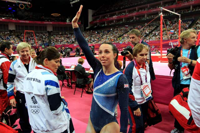 Beth Tweddle reacts after winning bronze