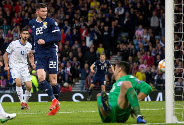 Oliver Burke scores a late winner against Cyprus 