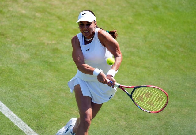 Viktoriya Tomova in action at Wimbledon