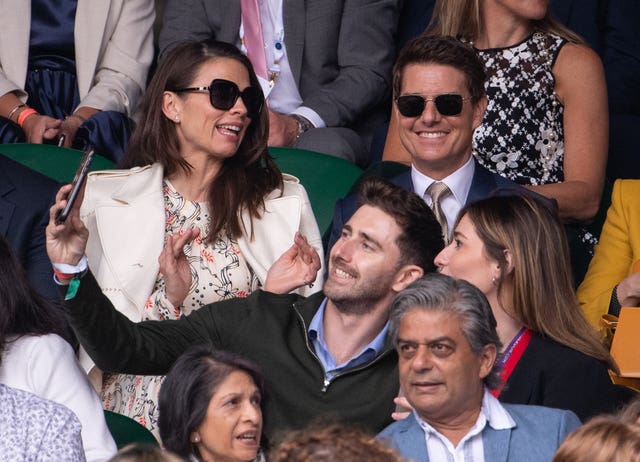 Tom Cruise (right) was among the fans at Wimbledon for the women's final.
