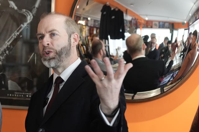 Business Secretary Jonathan Reynolds during a visit to Shoreham High Street, West Sussex