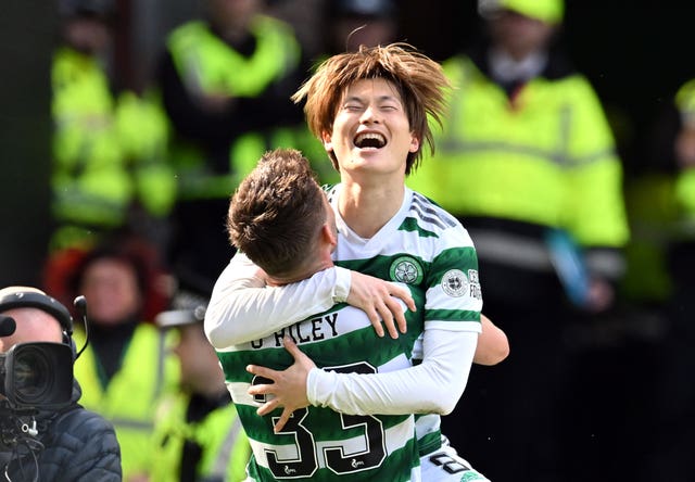 Kyogo Furuhashi starred as Celtic secured a 3-2 win against Rangers in the Old Firm (Malcolm Mackenzie/PA)