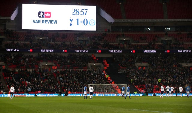 The screens at Wembley will show replays of VAR but only  if a decision is overturned