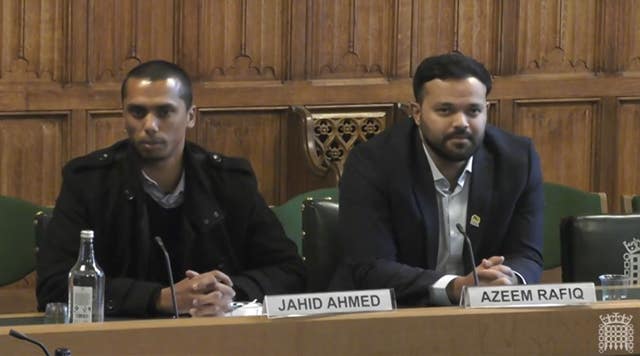Jahid Ahmed, pictured left with Azeem Rafiq at a CMS committee hearing, says he is in the dark concerning the progress of a separate Cricket Regulator investigation into allegations of racism at Essex