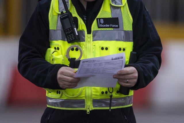 UK Border Force officers at the NI Department of Agriculture, Environment and Rural Affairs Northern Ireland Point of Entry site on Milewater Road in Belfast at the Port of Belfast