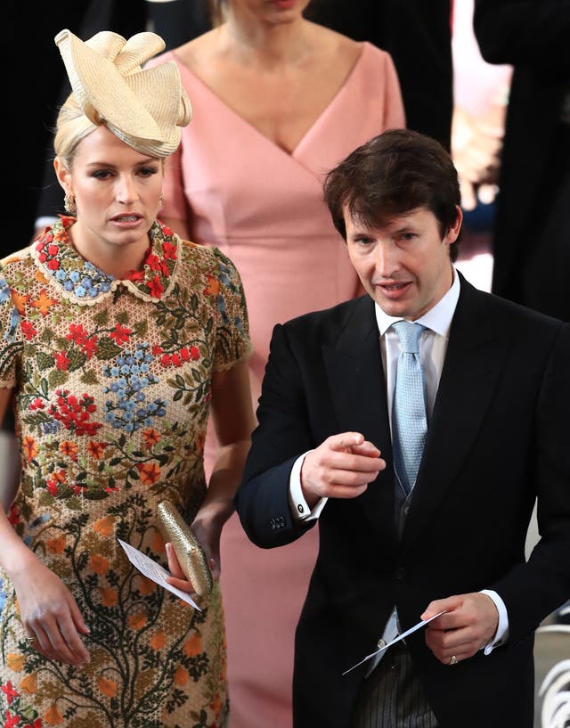 Sofia Wellesley and James Blunt arrive in St George’s Chapel (Danny Lawson/PA)