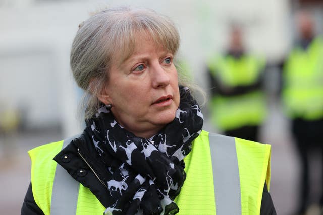 Shona Robison wearing a hi-viz vest