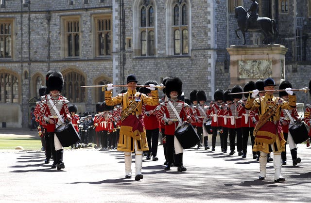The Foot Guards Band ahead during the funeral 