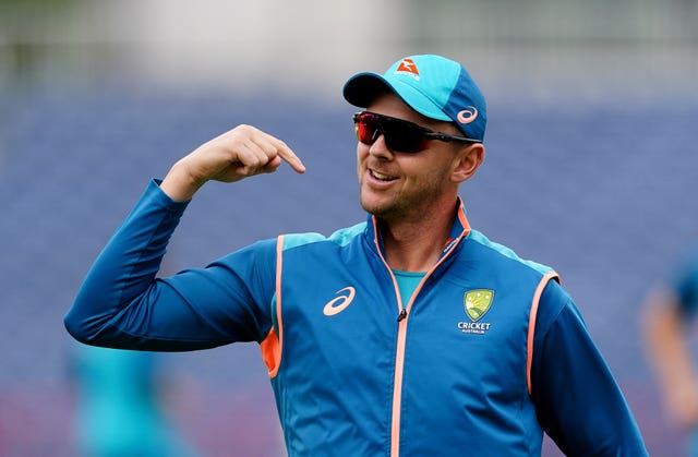 Australia seamer Josh Hazlewood in training.