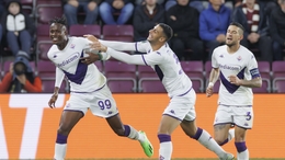 Christian Kouame celebrates scoring for Fiorentina (PA)