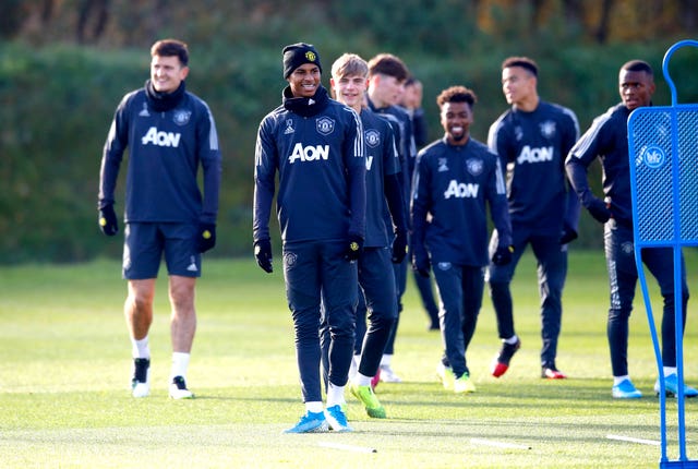 Manchester United train at Carrington on Wednesday morning