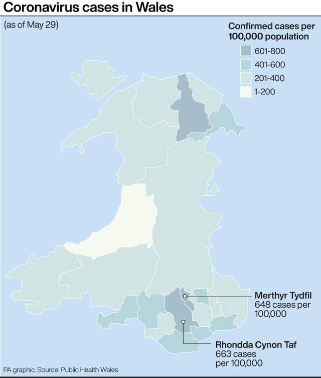Coronavirus cases in Wales