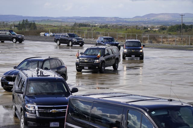The motorcade carrying US President Joe Biden departs from Ireland West Airport in Co Mayo