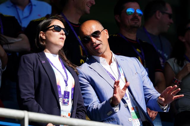 Roberto Martinez, Belgium's football manager, watched the game in Manchester