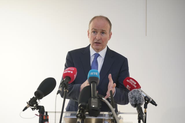 Tanaiste Micheal Martin speaks during a visit to the Ulster Museum in Belfast