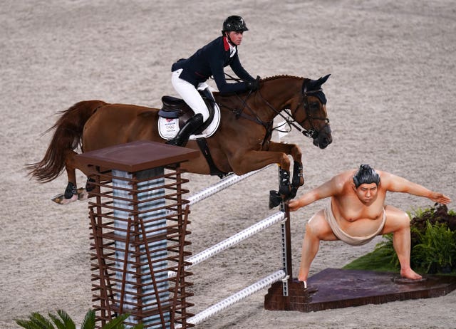 Ben Maher rides Explosion W in the individual jumping final at Equestrian Park at the Olympics. He went on to win gold for the second time, having also topped the podium in London 