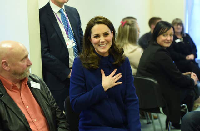The Duchess of Cambridge visits an Action on Addiction treatment centre in Wickford, Essex (Eddie Mulholland/Daily Telegraph)