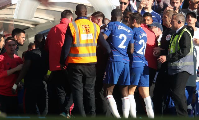 Tempers flared in the tunnel at the end of Chelsea's draw with Manchester United (Adam Davy/PA).