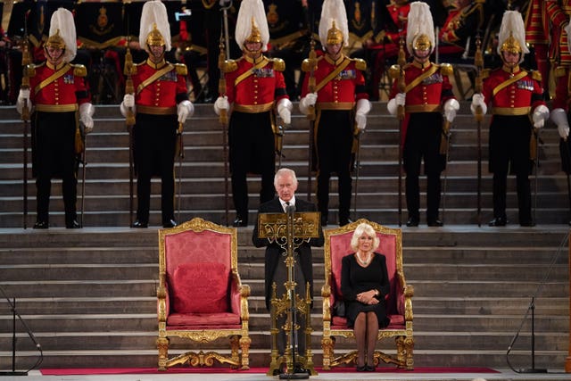 The King gives his address thanking the members of the House of Lords and the House of Commons for their condolence