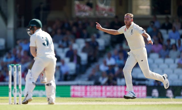 Broad, right, terrorised Warner in 2019 (John Walton/PA)