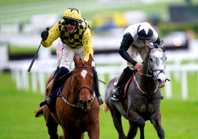 Jockey Paul Townend (left) celebrates on State Man