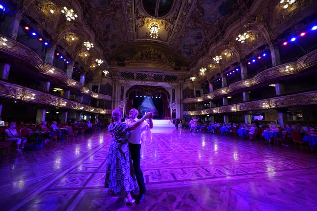 A couple dancing in the Blackpool Tower Ballroom