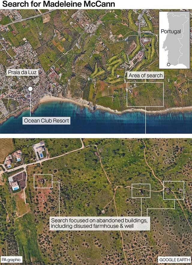 Aerial graphic of where the search is focused