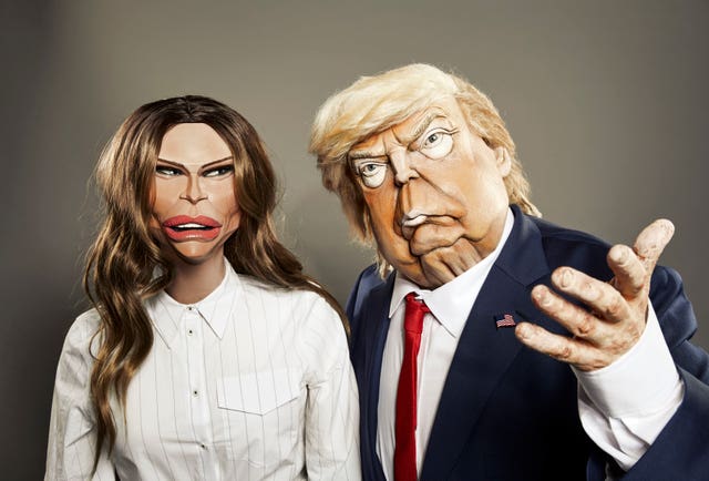 Melania and Donald Trump in puppet form